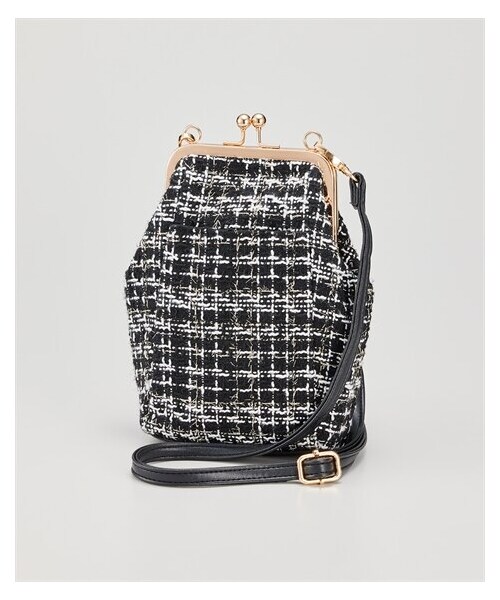 nissen（ニッセン）の「きれいめがま口ミニショルダーバッグ（選べるショルダー長さ）（ショルダーバッグ・メンズ・【ドロップ】黒(スムース)/1/【ドロップ】ツイード調/1/【ドロップ】黒(スムース)/2/【ドロップ】ツイード調/2/黒(スムース)/ツイード調・【不要】Y/1=約72~約130cm/2=約92~約171cm）」の3枚目の写真