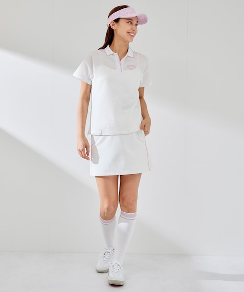 ROPE'（ロペ）の「シアサッカーフラミンゴ半袖ポロ（ポロシャツ・レディース・ホワイト/ネイビー・L/M/S）」の15枚目の写真