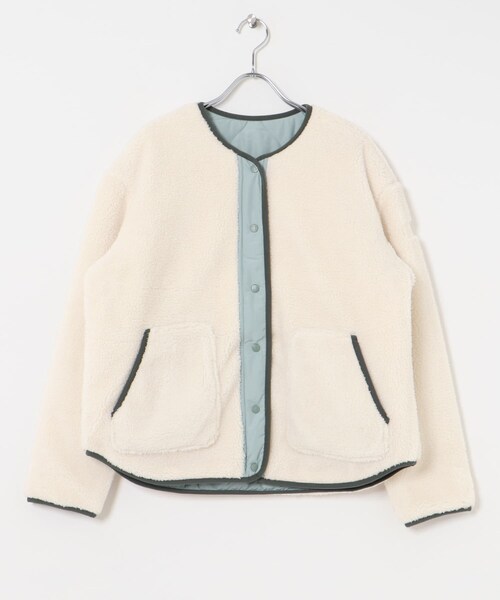 THE GOODLAND MARKET（ザグッドランドマーケット）の「AIGLE　リバーシブル シェルパフリース（ノーカラージャケット・レディース・TAUPE/CELADON・S/M/L）」の8枚目の写真