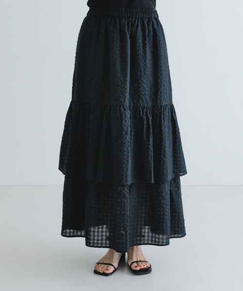 URBAN RESEARCH（アーバンリサーチ）の「サッカーティアードロングスカート（スカート・レディース・CHECK/BLACK・FREE）」の12枚目の写真