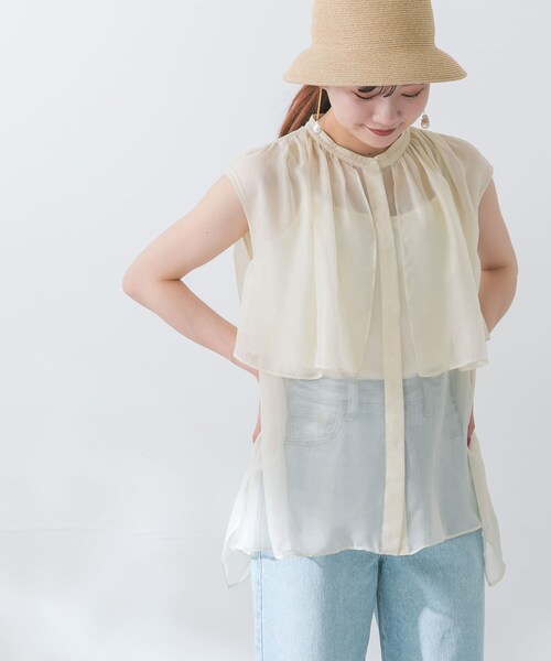 URBAN RESEARCH ROSSO（アーバンリサーチロッソ）の「グロッシーレイヤードブラウス（シャツ/ブラウス・レディース・CREAM/SAX/BRONZE・FREE）」の11枚目の写真