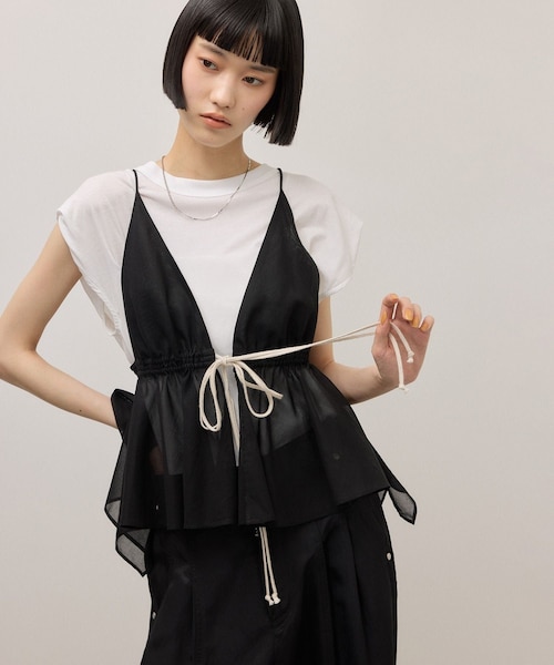 ADAM ET ROPE'(アダムエロペ)の「フレアキャミソール(キャミソール・レディース・ブラック/ダークブラウン・F)」の1枚目の写真