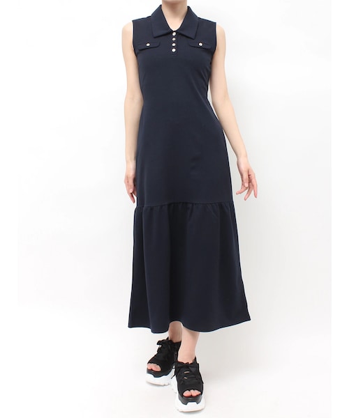 dazzlin（ダズリン）の「バックオープンポロカットワンピース（ワンピース・レディース・ピンク/ネイビー/ミックス・F）」の4枚目の写真