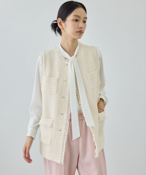 ROPE'(ロペ)の「ミックスツイードジレベスト/26SS(ベスト・レディース・ブラック系/オフホワイト/ネイビー・F)」の2枚目の写真