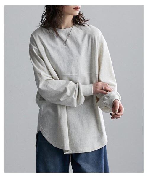 nissen（ニッセン）の「胸切り替えライン入ＢＩＧシルエット長袖Ｔシャツ ［Soiunique］（Tシャツ/カットソー・レディース・オフホワイト/ブラック/ダークグレー/ピンクベージュ/カーキ/メランジグレー(新色)/オートミール(新色)・M/L）」の20枚目の写真