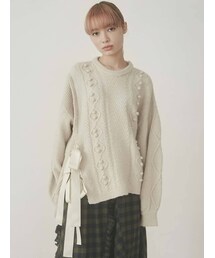 merry jenny | スリットリボンケーブルニット(ニット/セーター)
