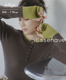 slattgir | 高身長 配色ヘンリーネックニットプルオーバー(指穴つき)(トールサイズ)Essenave(ニット/セーター)