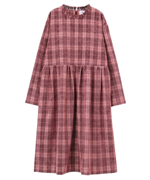 チェックミディワンピース