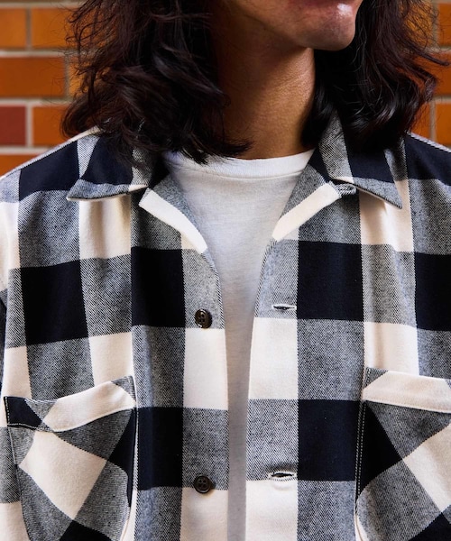 ADAM ET ROPE'（アダムエロペ）の「《別注》【BONCOURA/ボンクラ】オープンカラーネルシャツ ブロックチェック（シャツ/ブラウス・メンズ・ブラック・36/38/40/42）」の18枚目の写真