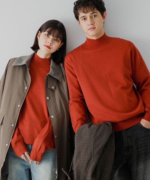 SENSE OF PLACE by URBAN RESEARCH(センスオブプレイスバイアーバンリサーチ)の「ストレッチモックネックニット(ニット/セーター・メンズ・IVORY/BLACK/BROWN/COGNAC/BLK×IVO/L.BLUE/NAVY・M/L)」の13枚目の写真