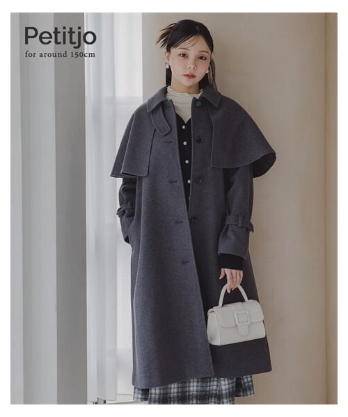 nissen（ニッセン）の「小さいサイズ　3WAYケープ付ロングコート　低身長さん・小柄女性（ジャケット/アウター・レディース・モカ/チャコールグレー・PSS・PS/PM・PL）」の3枚目の写真