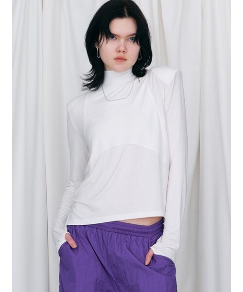 PAMEO POSE(パメオポーズ)の「Square Top(Tシャツ/カットソー・レディース・ホワイト/ブラック/ピンク/カーキ・F)」の9枚目の写真