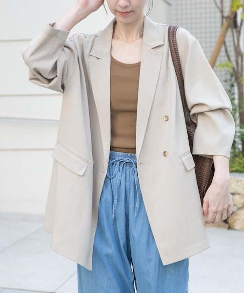 ITEMS URBANRESEARCH(アイテムズ アーバンリサーチ)の「リネンライクジャケット(テーラードジャケット・レディース・BRN/L.BEG/BLK・Free)」の3枚目の写真