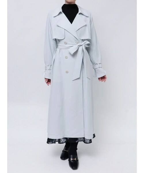 MERCURYDUO（マーキュリーデュオ）の「ベーシックトレンチコート（トレンチコート・レディース・アイボリー/グレー/ベビーピンク/ライム/ラベンダー・XS/S/M/L）」の11枚目の写真