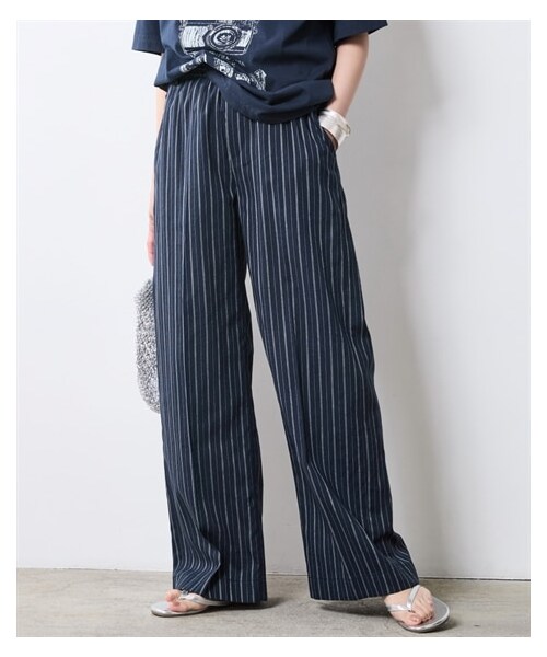 nissen（ニッセン）の「ストライプリラックスパンツ（ペチパンツ付）＜大きいサイズ有＞シックスタイル（パンツ・レディース・オフホワイト系ストライプ/ネイビー系ストライプ・6L/8L/10L）」の6枚目の写真