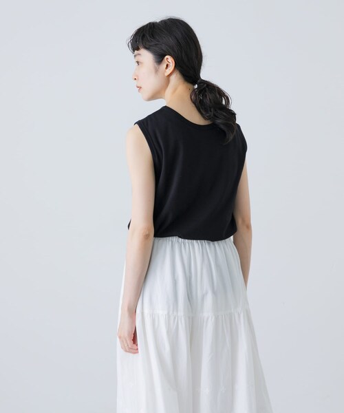 かぐれ（カグレ）の「フライスノースリーブカットソー（タンクトップ・レディース・GREGE/OFF/BLACK・FREE）」の16枚目の写真