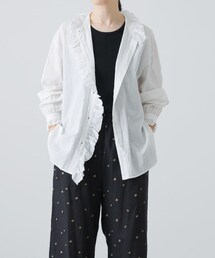 かぐれ | コットンリネンフリルカラーシャツ(シャツ/ブラウス)