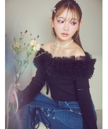 EATME | 【EATME×MISA KUROSAKI】チュールフリルオフショルニットTOP(ニット/セーター)