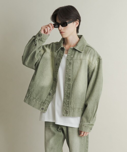 SENSE OF PLACE by URBAN RESEARCH（センスオブプレイスバイアーバンリサーチ）の「ツイストデニムブルゾン（デニムジャケット・メンズ・GREEN/L.INDIGO・M/L）」の9枚目の写真
