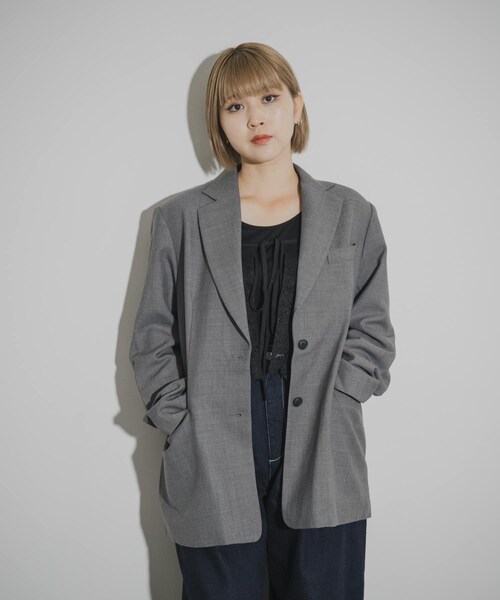 THE GOODLAND MARKET（ザグッドランドマーケット）の「cwtch　WOOL TAILOR JACKET（その他アウター・レディース・GRAY/CHARCOAL・Free）」の4枚目の写真