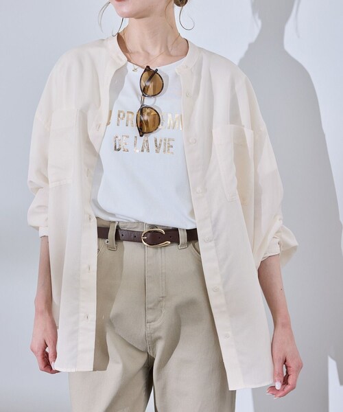 ROPE' PICNIC(ロペピクニック)の「着丈が選べるバンドカラー無地シアーシャツ(シャツ/ブラウス・レディース・ホワイト系/ダークブラウン/ピンク・38/38T)」の18枚目の写真