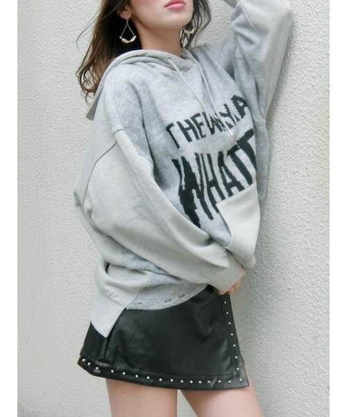 WHATEVSニットコンビスウェットプルオーバー