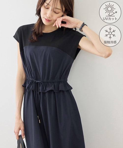 ROPE' PICNIC（ロペピクニック）の「ナイロンビスチェドッキングカットワンピース/UVカット・接触冷感（ワンピース・レディース・ブラック/ベージュ/ネイビー・F）」の3枚目の写真