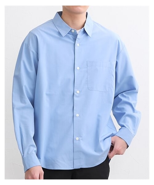 nissen（ニッセン）の「オーバーサイズレギュラーカラーシャツ　接触冷感（シャツ/ブラウス・メンズ・グリーン/ブルー/ライトグレーストライプ・M/L/LL）」の8枚目の写真