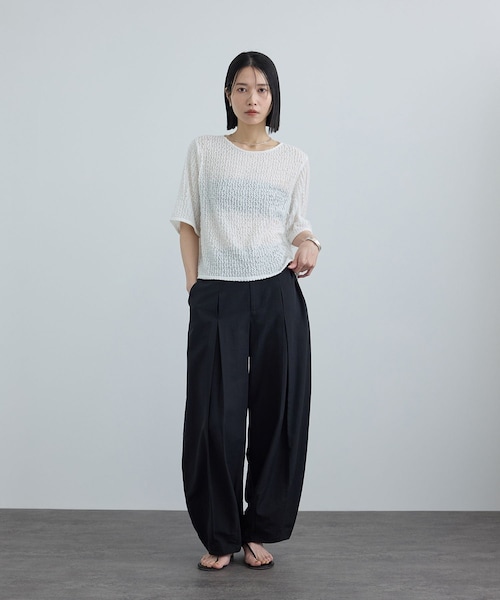 ADAM ET ROPE'(アダムエロペ)の「【WEB限定】ティアードラッセルシアーTシャツ(Tシャツ/カットソー・レディース・ブラック/ホワイト/サックス・F)」の11枚目の写真
