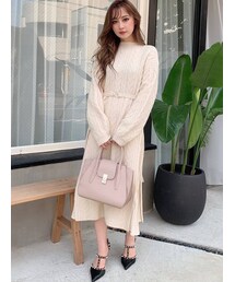 RESEXXY | プリーツ切替ニットワンピース(ワンピース)