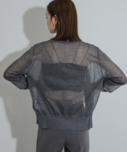 SENSE OF PLACE by URBAN RESEARCH（センスオブプレイスバイアーバンリサーチ）の「シアーメランジラメカーディガン（カーディガン/ボレロ・レディース・CHARCOAL/YELLOW/ORANGE・one）」の8枚目の写真