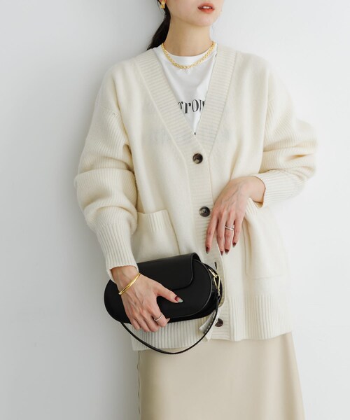 ウール100チュニックカーディガン