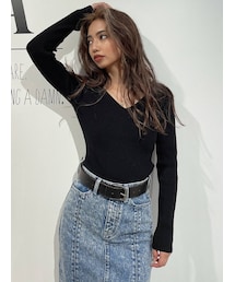 GYDA | Vネックリブニットトップス(ニット/セーター)