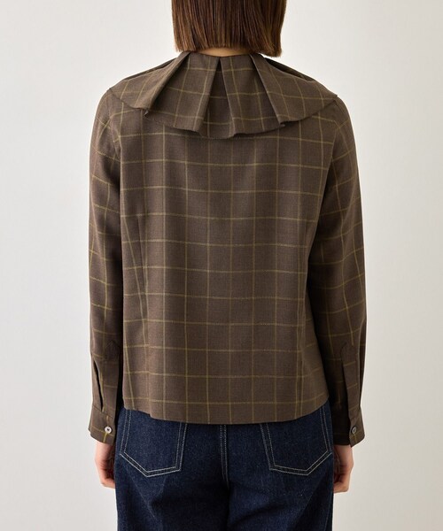 ROPE'(ロペ)の「【J'aDoRe・一部店舗限定サイズ】ラメチェックフリルカラーブラウス/セットアップ対応・イージーケア(シャツ/ブラウス・レディース・ブラウン系・36/38)」の20枚目の写真