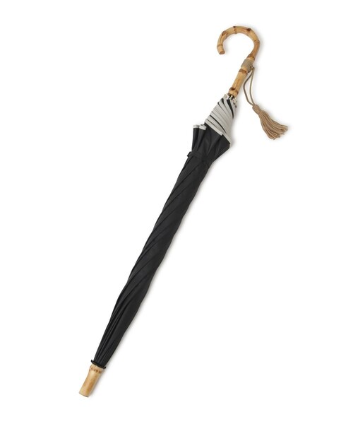 ROPE'（ロペ）の「[晴雨兼用]バンブーハンドルバイカラーパラソル(長傘・日傘)/UV100%カット/完全遮光生地（長傘・レディース・ブラック/キナリ・F）」の11枚目の写真