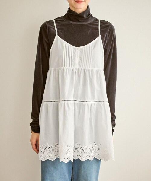 ROPE' PICNIC（ロペピクニック）の「Vネックティアードレースビスチェ（キャミソール・レディース・ホワイト・F）」の12枚目の写真