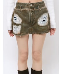 EMODA | レイヤーリップドデニムミニスカート(スカート)