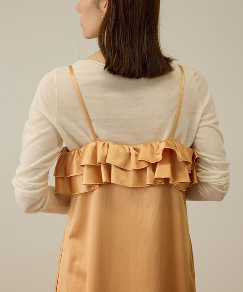 ROPE'（ロペ）の「【洗える】シャイニーサテンキャミワンピース（ドレス・レディース・オフホワイト/オレンジ・F）」の20枚目の写真