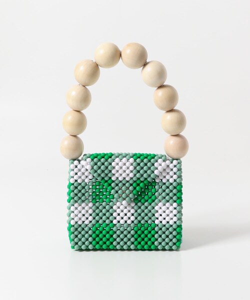 URBAN RESEARCH DOORS(アーバンリサーチドアーズ)の「TOOS wood ball handbag(ハンドバッグ・レディース・green/chk・one)」の1枚目の写真