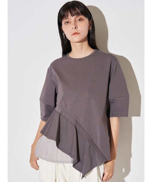 ELENDEEK（エレンディーク）の「SLIDE FLARE DOCKING CS（Tシャツ/カットソー・レディース・オフホワイト/グレー/ブラック・F）」の9枚目の写真