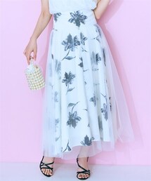 marun | 大きいサイズ オーバーチュールフラワープリントスカート marun(スカート)