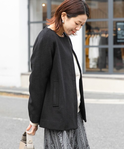 URBAN RESEARCH Sonny Label（アーバンリサーチサニーレーベル）の「ノーカラーショートコート（ノーカラージャケット・レディース・ミント/ブラック/ベージュ・FREE）」の7枚目の写真