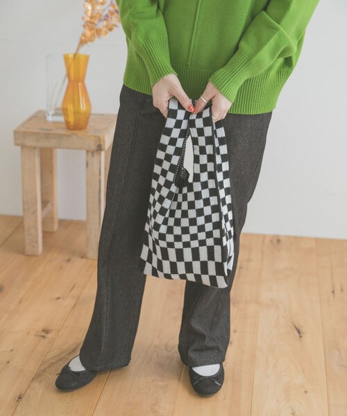 ITEMS URBANRESEARCH（アイテムズ アーバンリサーチ）の「ニットマルシェトートバッグ（トートバッグ・レディース・BLK/ORG/GRN・-）」の4枚目の写真