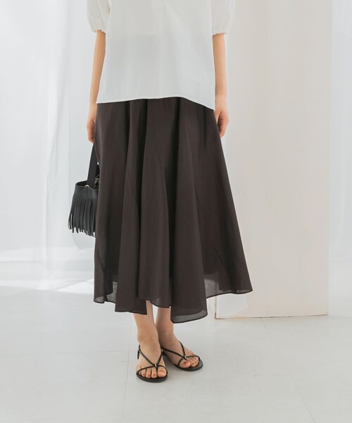 URBAN RESEARCH ROSSO（アーバンリサーチロッソ）の「コットンシルクヘムデザインギャザースカート（スカート・レディース・red/sax/darkbrown・FREE）」の8枚目の写真