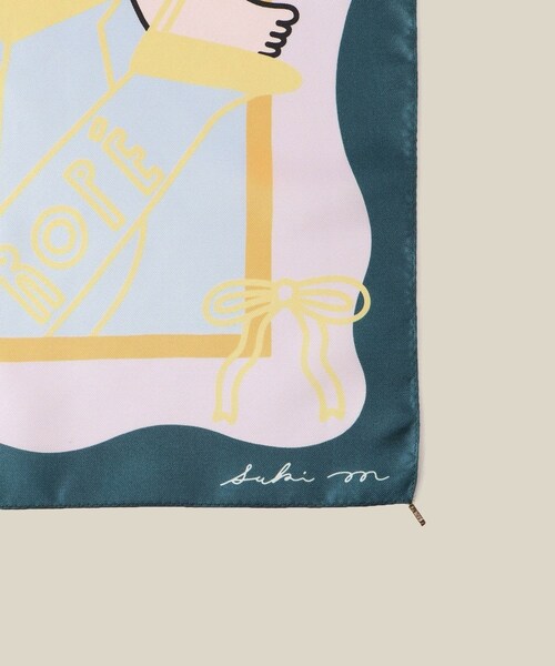 ROPE'（ロペ）の「【4 ARTIST for ROPE'】コラボ シルクスカーフ/Sサイズ（バンダナ/スカーフ・レディース・ダークグリーン/サックス/レッド/ピンク・F）」の8枚目の写真