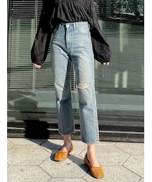 Ungrid | 【10周年限定】オーガニックコットンクロップドクラッシュデニム(デニムパンツ)