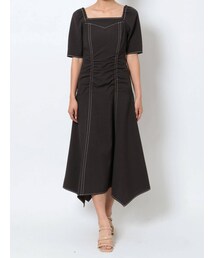 LAGUNAMOON | ステッチデザインギャザーワンピース(ワンピース)