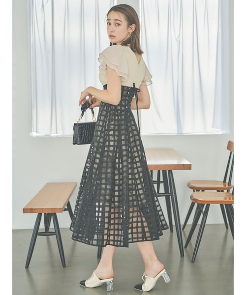 dazzlin（ダズリン）の「シアーチェックコルセットワンピース