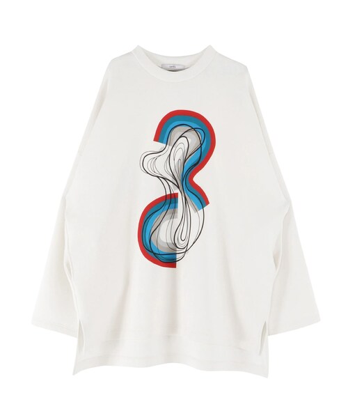 UN3D.（アンスリード）の「STRATUM LAYER LONG T（Tシャツ/カットソー・レディース・ホワイト/ブラック・36/38）」の2枚目の写真