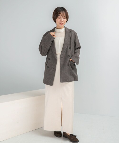 URBAN RESEARCH ROSSO（アーバンリサーチロッソ）の「ウールツィードオーバージャケット（テーラードジャケット・レディース・RETRO BLUE/BROWN・Free）」の5枚目の写真